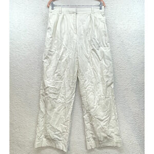 Abercrombie & Fitch Pants Womens Medium White Linen Blend Wide Leg Beach Casual